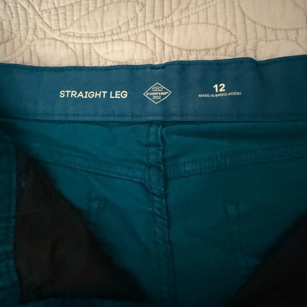 NWOT Corduroy St John’s Bay straight-leg ladies pants Sz 12 teal blue turquoise - Picture 3 of 8